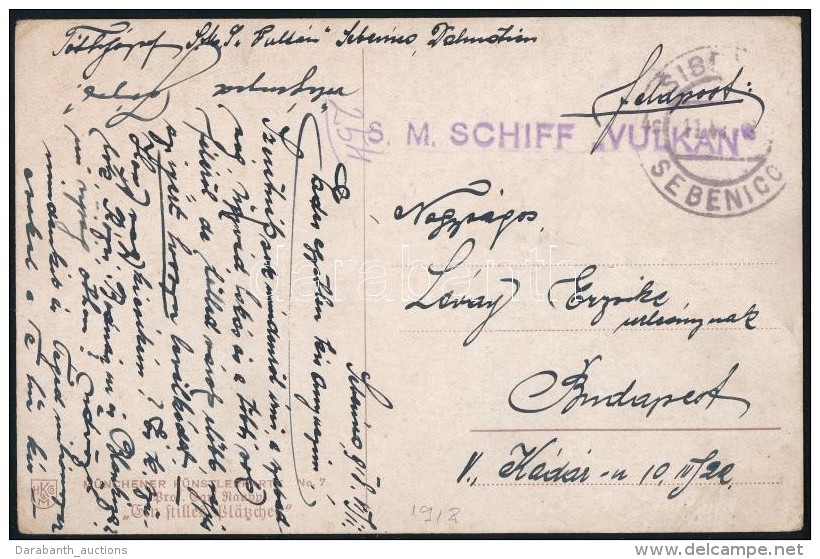 1918 T&aacute;bori Posta K&eacute;peslap / Field Postcard 'S. M. SCHIFF VULKAN' - Otros & Sin Clasificación