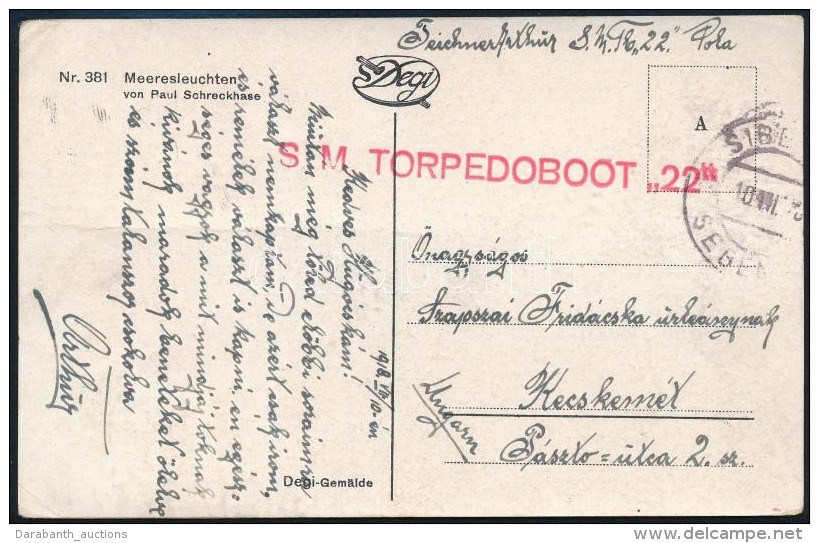 1918 T&aacute;bori Posta K&eacute;peslap / Field Postcard 'S.M. TORPEDOBOOT 22' - Otros & Sin Clasificación