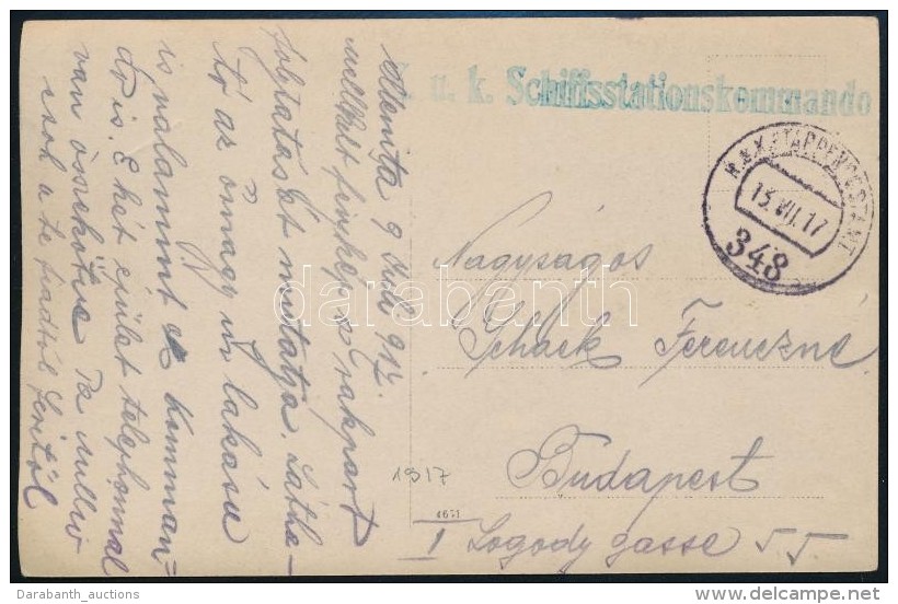 1917 T&aacute;bori K&eacute;peslap / Field Postcard 'K.u.k. Schiffstationskommando' - Autres & Non Classés