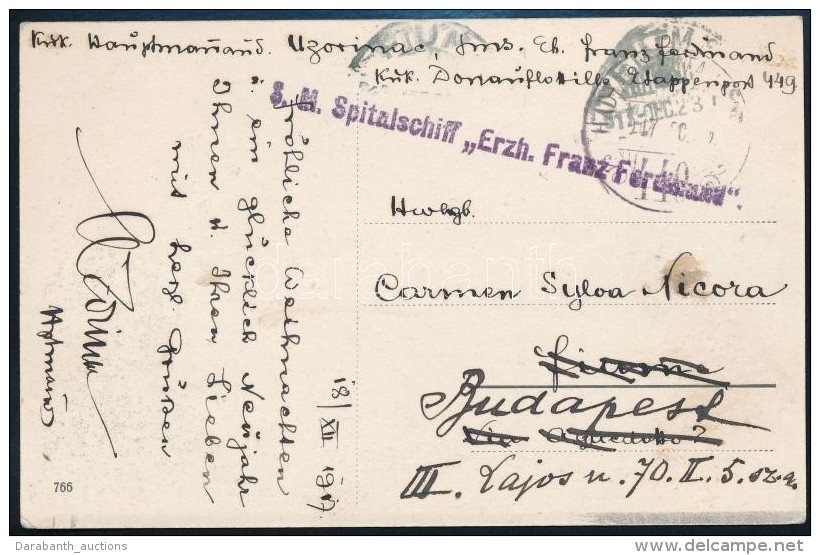 1917 T&aacute;bori Posta K&eacute;peslap / Field Postcard 'S. M. Spitalschiff Erzh. Franz Ferdinand' + 'HPH 449'... - Autres & Non Classés