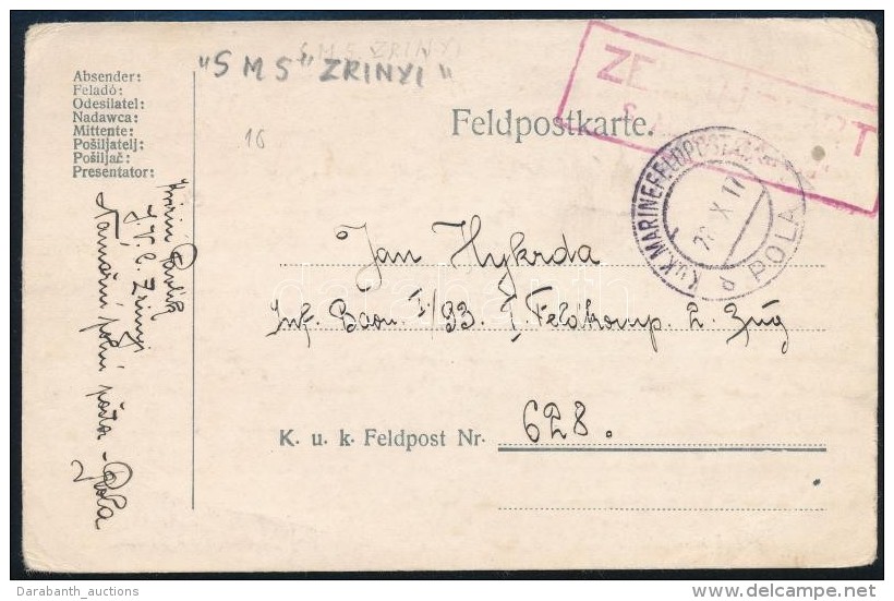 1917 LevelezÅ‘lap / Postcard 'S.M.S. (ZRINYI)' - Autres & Non Classés