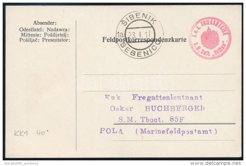 1917 T&aacute;bori Posta LevelezÅ‘lap / Field Postcard 'K.u.K. KRIEGSMARINE / S.M. HULK Vulkan' - Autres & Non Classés
