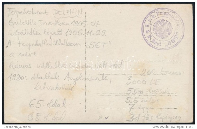 ~1916  'S.M. Boot 56 T' B&eacute;lyegz&eacute;s C&iacute;mzetlen K&eacute;peslapon / Postmark On Blanco Postcard - Otros & Sin Clasificación