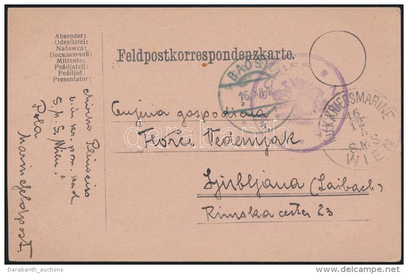 1915 T&aacute;bori Posta K&eacute;peslap Haj&oacute;post&aacute;val / Field Postcard 'S.M.S. WIEN' - Autres & Non Classés