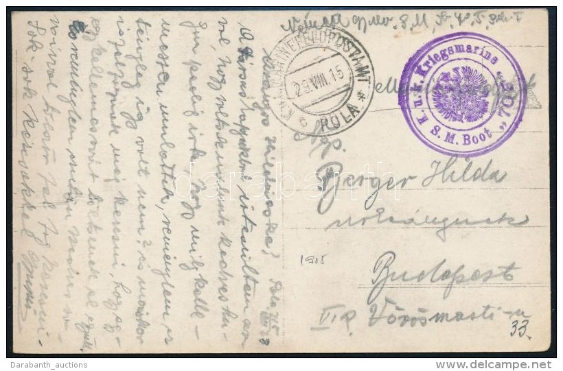1915 T&aacute;bori Posta K&eacute;peslap / Field Postcard 'K.u.k. Kriegsmarine S.M. Boot 70' - Autres & Non Classés