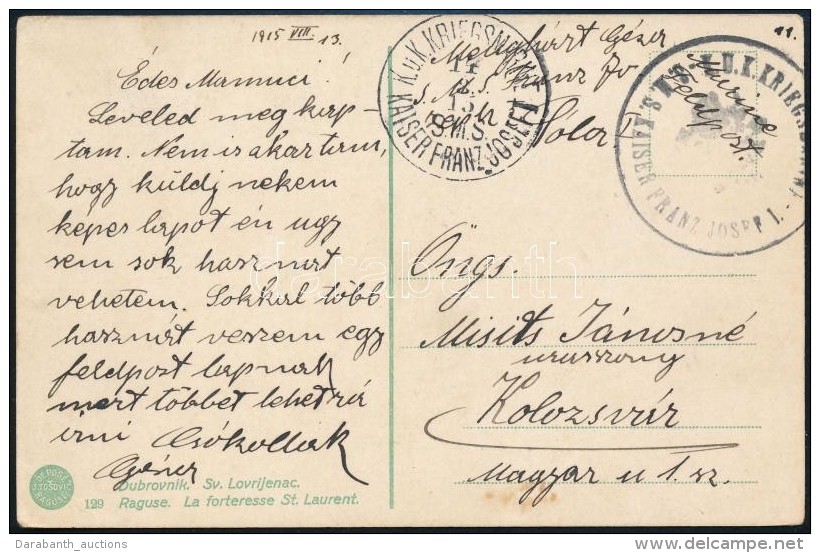 1915 K&eacute;peslap Haditenger&eacute;szeti Post&aacute;val / Navy Mail Postcard 'K.u.K. KRIEGSMARINE / KAISER... - Otros & Sin Clasificación