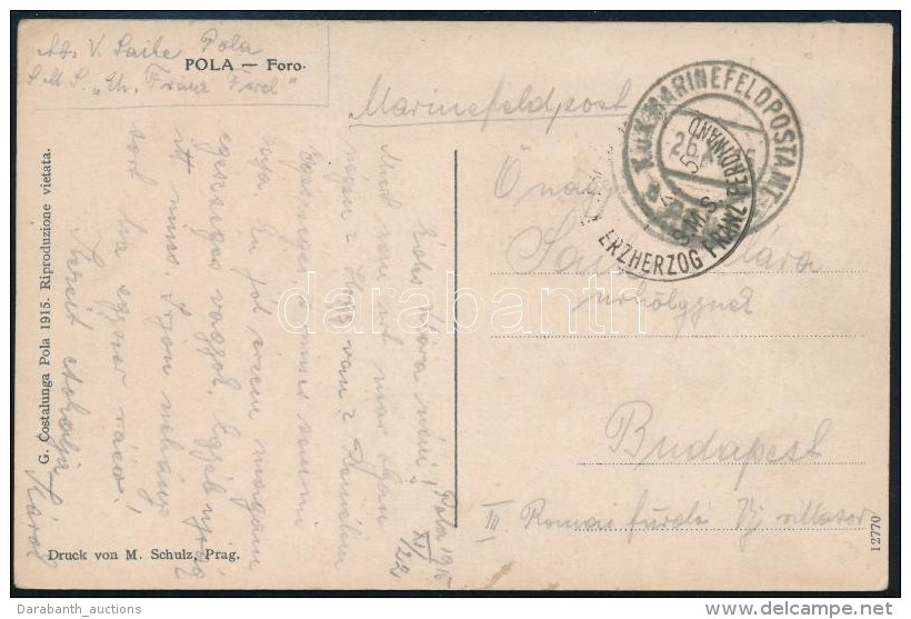 1915 K&eacute;peslap / Field Postcard 'S.M.S. ERZHERZOG FRANZ FERDINAND' - Autres & Non Classés