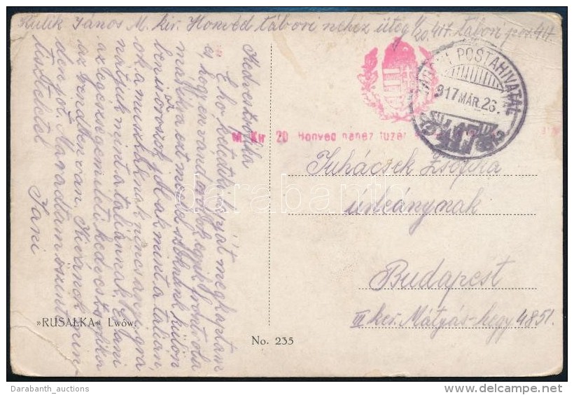 1917 T&aacute;bori Posta K&eacute;peslap / Field Postcard 'M.kir. 20. Honv&eacute;d Neh&eacute;z... - Otros & Sin Clasificación