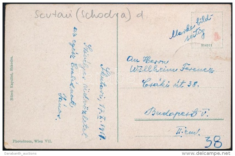 1917 T&aacute;bori Posta TCV K&eacute;peslap / Field TCV Postcard 'EP SCUTARI (SCHKODRA)' - Autres & Non Classés