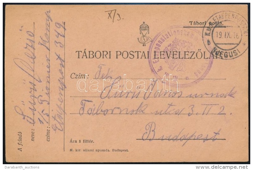1916 T&aacute;bori Posta LevelezÅ‘lap / Field Postcard 'EP NJEGUSI B' - Otros & Sin Clasificación