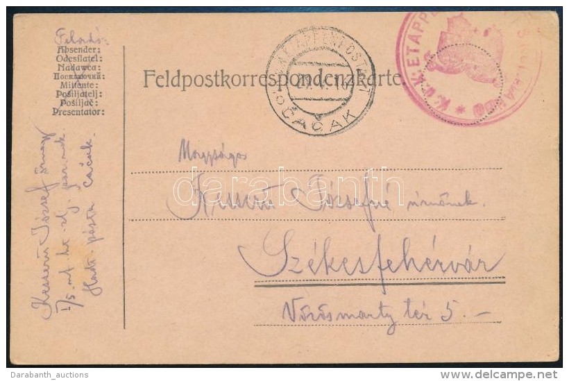 1916 T&aacute;bori Posta LevelezÅ‘lap / Field Postcard 'EP CACAK B' - Otros & Sin Clasificación