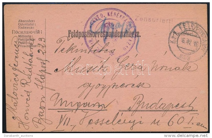 1916 T&aacute;bori Posta LevelezÅ‘lap / Field Postcard 'M.KIR. 2. HONV&Eacute;D KER&Eacute;KP&Aacute;ROS... - Otros & Sin Clasificación
