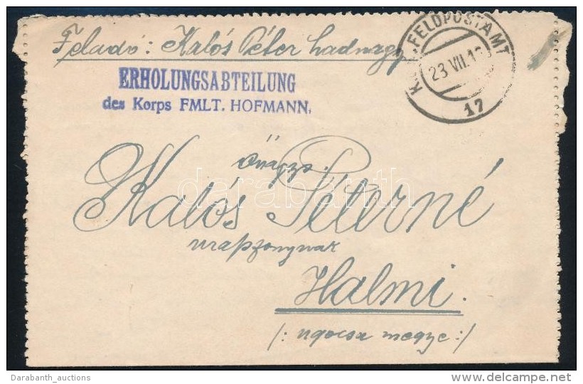 1916 T&aacute;bori Posta Z&aacute;rt LevelezÅ‘lap Dombornyom&aacute;sos Alakulat Jelv&eacute;nnyel / Field PS-card... - Other & Unclassified