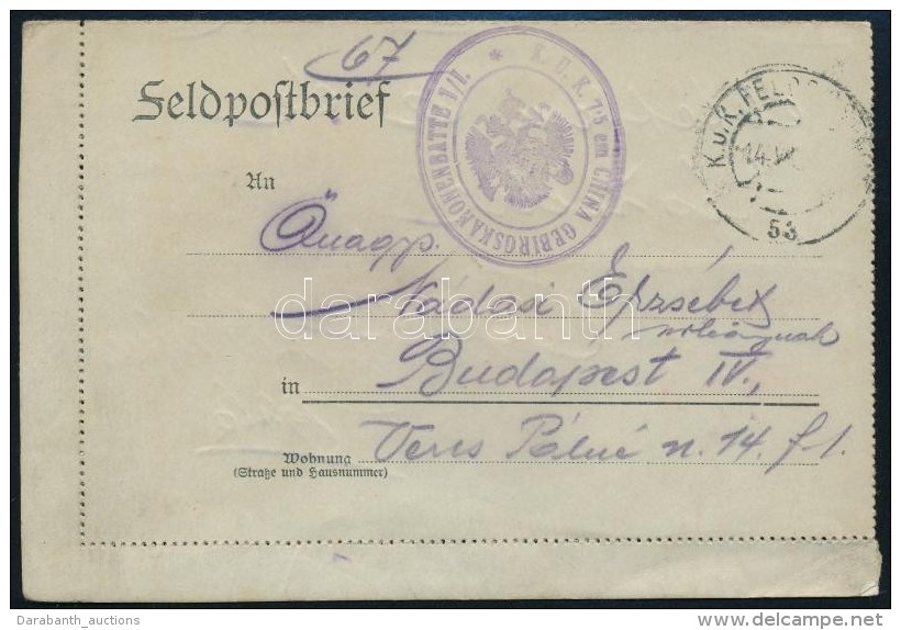 1915 T&aacute;bori Posta Z&aacute;rt LevelezÅ‘lap / Field Cover Card  'K.U.K. 7,5 Cm CHINA GEBIRGSKANONENBATTE 1/I' - Otros & Sin Clasificación