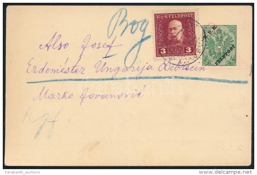 1917 5h D&iacute;jjegyes LevelezÅ‘lap 3h D&iacute;jkieg&eacute;sz&iacute;t&eacute;ssel / PS-card With 3h Additional... - Otros & Sin Clasificación