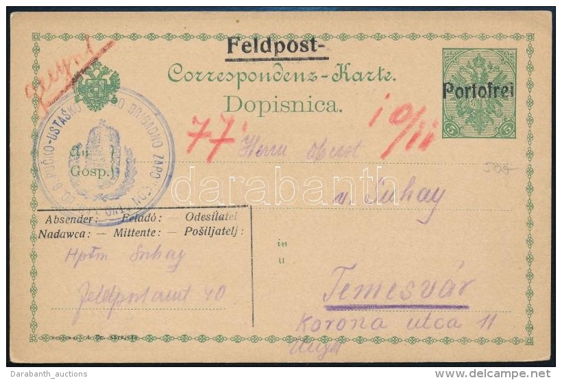 1916 T&aacute;bori Posta LevelezÅ‘lap Horv&aacute;t NyelvÅ± Alakulat B&eacute;lyegz&eacute;ssel / Field Postard... - Otros & Sin Clasificación