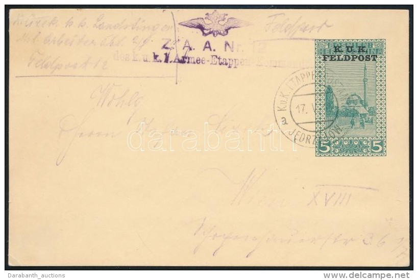 1915 5h D&iacute;jjegyes LevelezÅ‘lap K.U.K. FELDPOST Fel&uuml;lnyom&aacute;ssal / 5h PS-card With Overprint, 'EP... - Autres & Non Classés