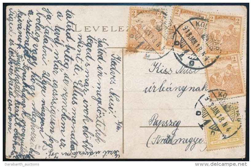 1918 K&eacute;peslap Turul-Arat&oacute; Vegyes B&eacute;rmentes&iacute;t&eacute;ssel / Postcard With 10f Franking - Other & Unclassified