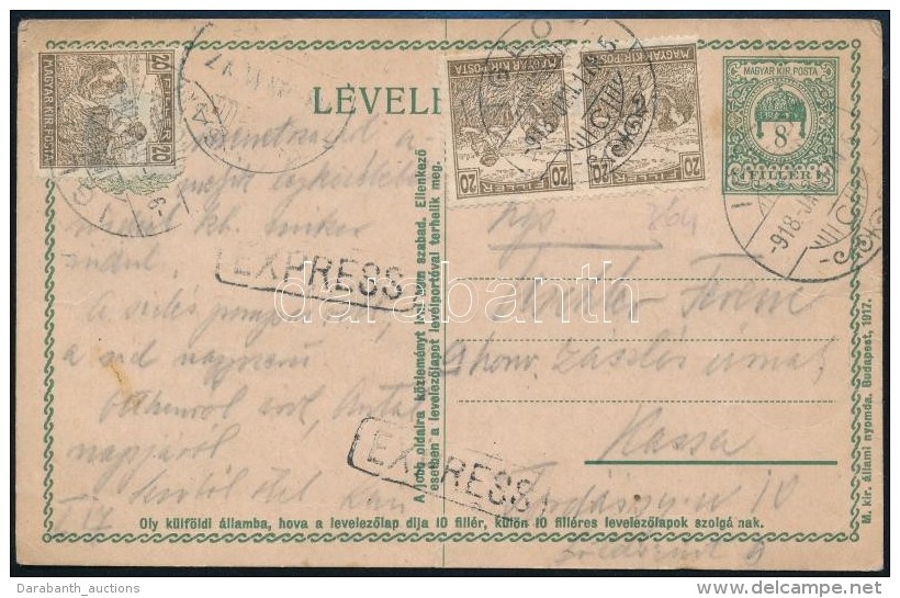 1918 Expressz LevelezÅ‘lap/ Express Postcard ,,IGL&Oacute;' - Kassa - Otros & Sin Clasificación