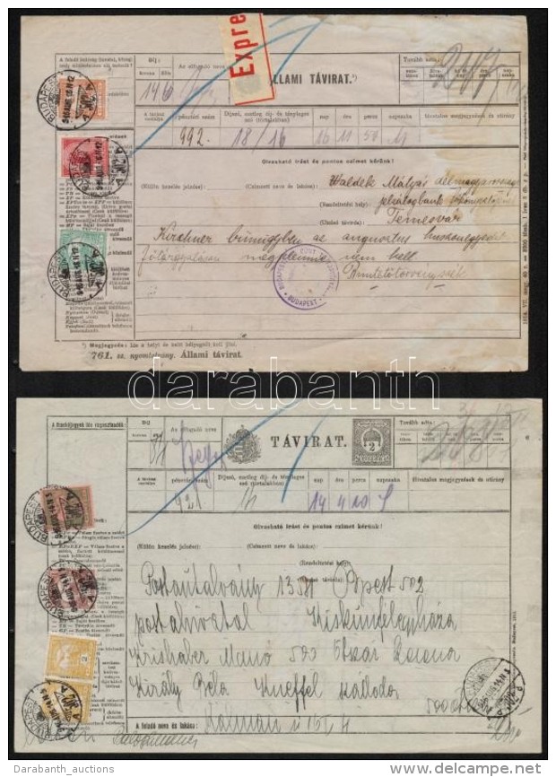 1916-1917 4 Db T&aacute;virat, K&ouml;zte Expressz &aacute;llami R! / 4 Telegramms - Other & Unclassified