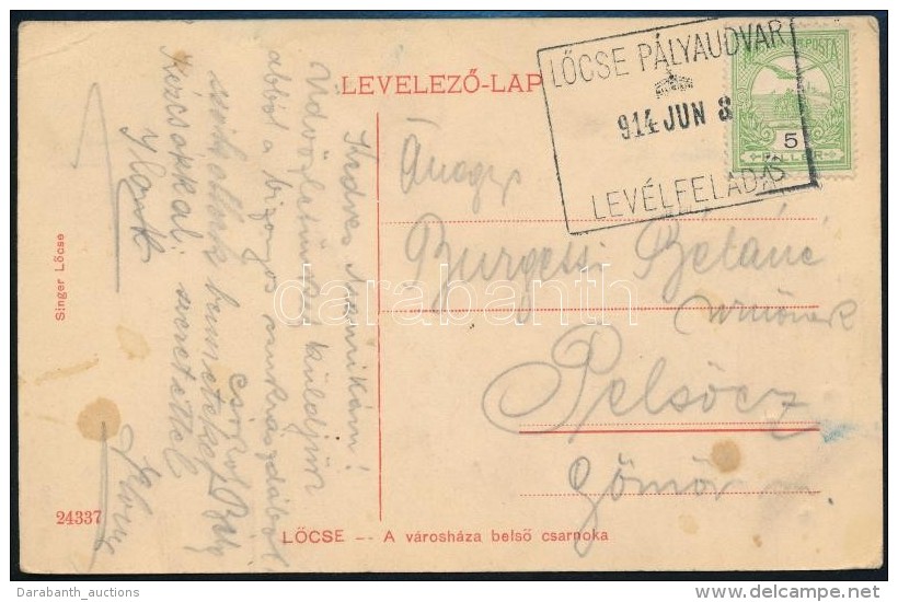 1914 K&eacute;peslap LÅCSE P&aacute;lyaudvari B&eacute;lyegz&eacute;ssel PelsÅ‘czre / Postcard With Railway... - Other & Unclassified