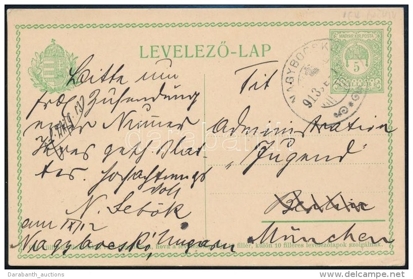 1913 D&iacute;jjegyes LevelezÅ‘lap/ PS-card ,,NAGYBOCSK&Oacute;' - M&uuml;nchen - Otros & Sin Clasificación