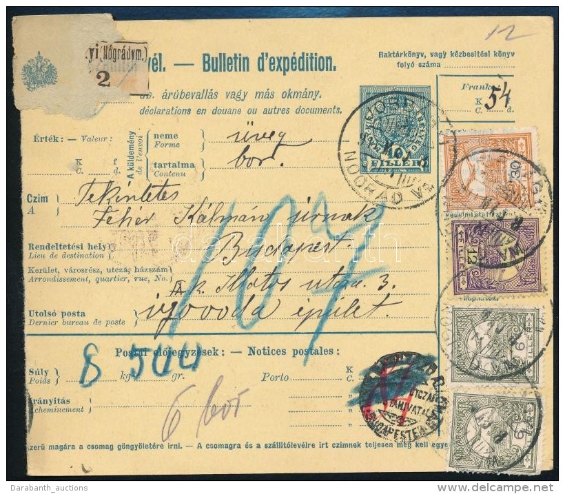 1911 Csomagsz&aacute;ll&iacute;t&oacute; 52f B&eacute;rmentes&iacute;t&eacute;ssel / Parcel Card 'JOBB&Aacute;GYI' - Otros & Sin Clasificación