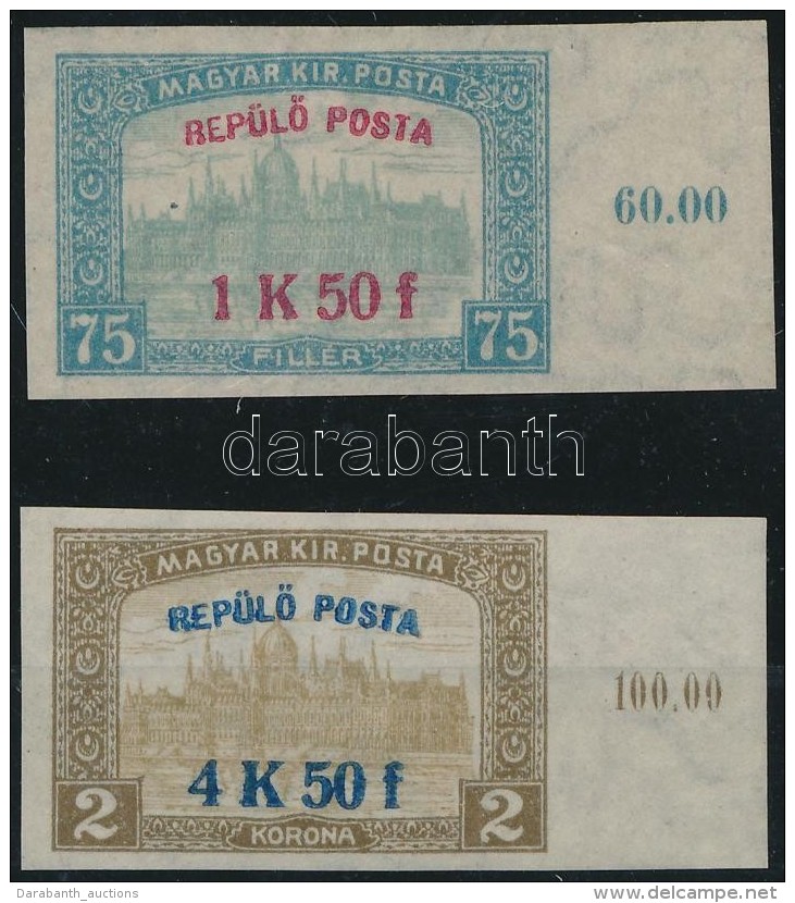 ** 1918 Rep&uuml;lÅ‘ Posta V&aacute;gott &iacute;vsz&eacute;li Sor (60.000) / Mi 210-211 Imperforate Margin Set - Autres & Non Classés