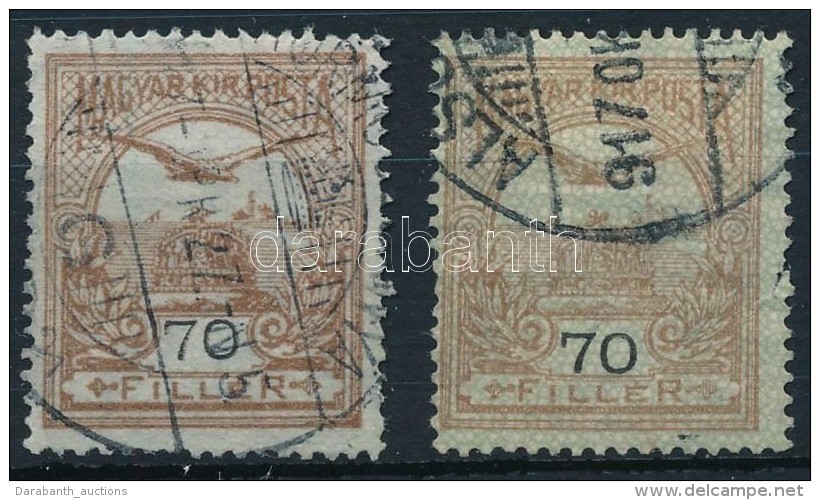 O 1913 Turul 70f Z&ouml;ld H&aacute;l&oacute;s Alapnyomat N&eacute;lk&uuml;l / Mi 181 Green Burelage Omitted - Otros & Sin Clasificación