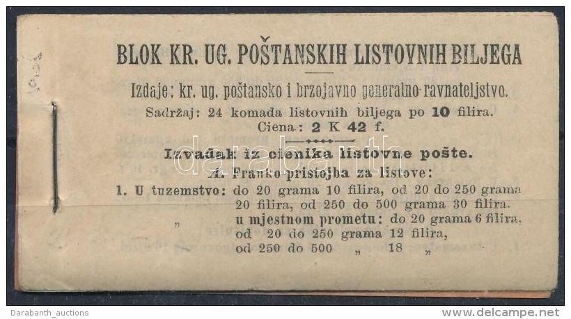 ** 1909 Hi&aacute;nyos B&eacute;lyegf&uuml;zet 20 Db 10f Turul B&eacute;lyeggel / Incomplete Stamp Booklet Incl. 20... - Autres & Non Classés