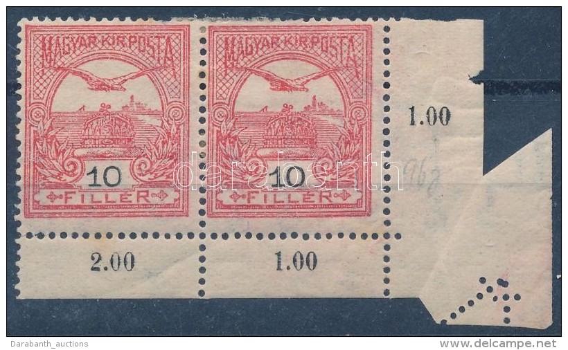 * 1908 Turul 10f &iacute;vsarki P&aacute;r Fogaz&aacute;si Rendelleness&eacute;ggel/ Mi 96 Corner Pair With... - Autres & Non Classés