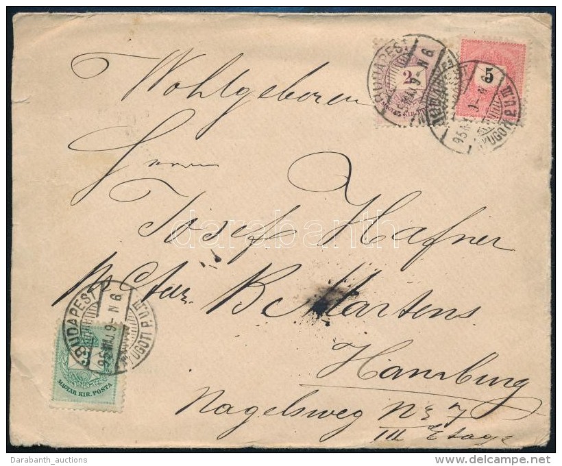 1895 Lev&eacute;l 2kr, 3kr &eacute;s 5kr B&eacute;rmentes&iacute;t&eacute;ssel Hamburgba / Cover With 3 Colours... - Otros & Sin Clasificación