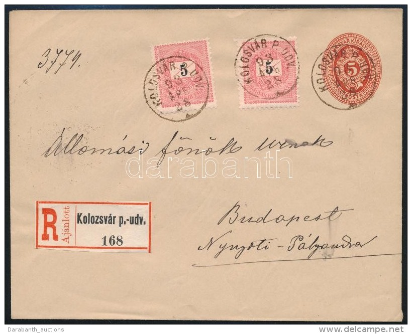 1893 5kr Aj&aacute;nlott D&iacute;jjegyes Lev&eacute;l 2 X 5kr D&iacute;jkieg&eacute;sz&iacute;t&eacute;ssel /... - Autres & Non Classés