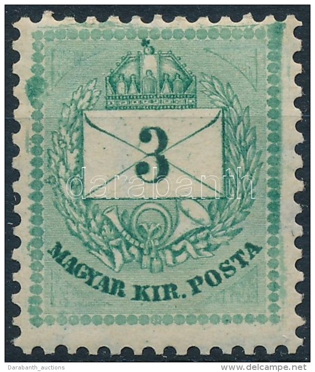 * 1881 3kr II. A Bal Oldali Gy&ouml;ngysorn&aacute;l ErÅ‘s Lemezkit&ouml;r&eacute;s / With Plate Flaw - Autres & Non Classés