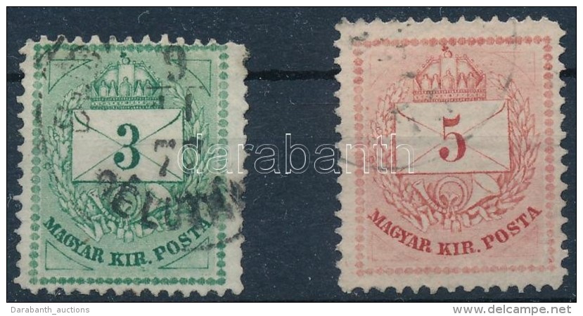 O 1874 3kr + 5kr Durva-finom Gy&ouml;ngyjav&iacute;t&aacute;ssal / With Retouches - Autres & Non Classés