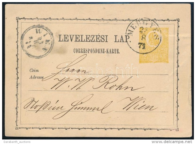 1871 2kr D&iacute;jjegyes LevelezÅ‘lap I. T&iacute;pus / 2kr PS-card 'MEDGYES' - Wien - Autres & Non Classés