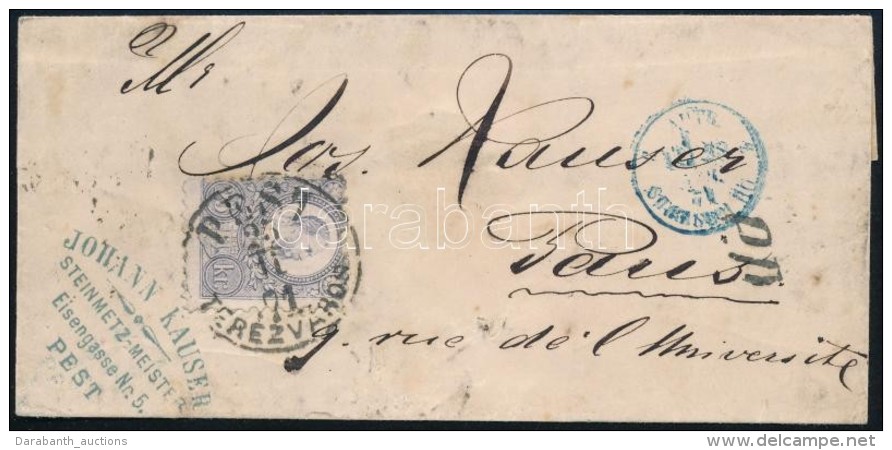 1871 R&eacute;znyomat 25kr Lev&eacute;len / Mi 13 On Cover 'PEST / TER&Eacute;ZV&Aacute;ROS' - Paris - Autres & Non Classés