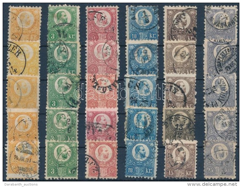 O 1871 5 Db R&eacute;znyomat Sor Sz&iacute;nv&aacute;ltozatokkal / 5 X Mi 8-13 With Colour Varieties - Autres & Non Classés