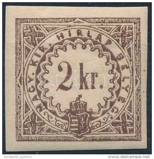 * 1868 2kr Barna V&iacute;zjeles H&iacute;rlapillet&eacute;kb&eacute;lyeg / Newspaper Duty 2kr Brown, With... - Otros & Sin Clasificación