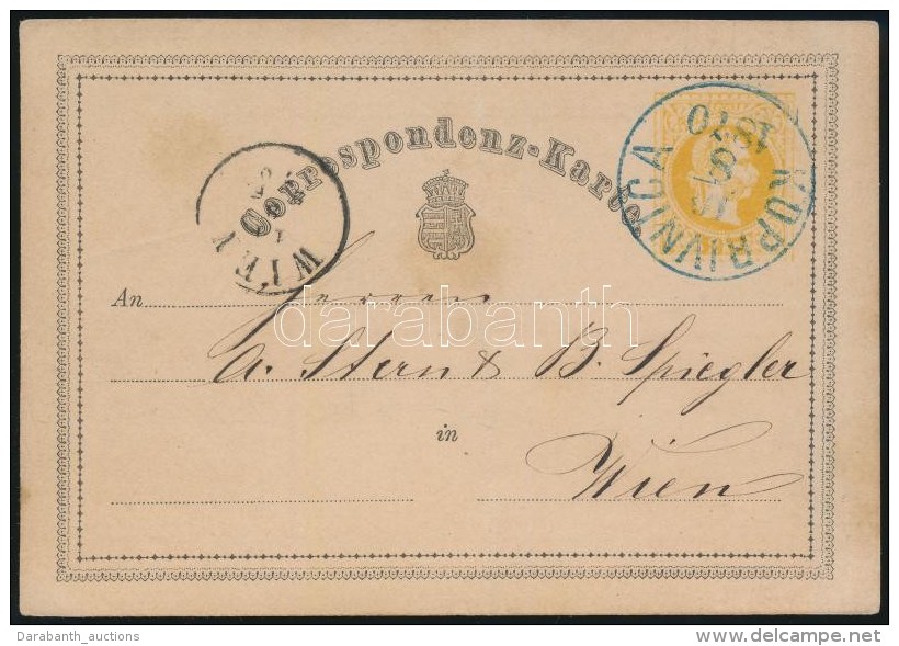 1870 D&iacute;jjegyes LevelezÅ‘lap / PS-card K&eacute;k / Blue 'KOPRIVNICA' - 'WIEN' - Otros & Sin Clasificación