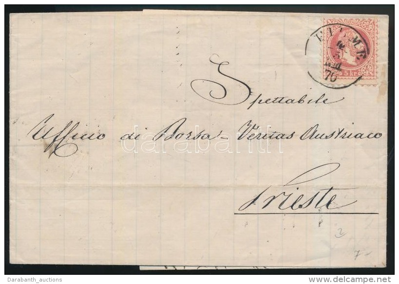 1870 5kr Lev&eacute;len / On Cover 'FIUME / A.M.' - Trieste - Otros & Sin Clasificación