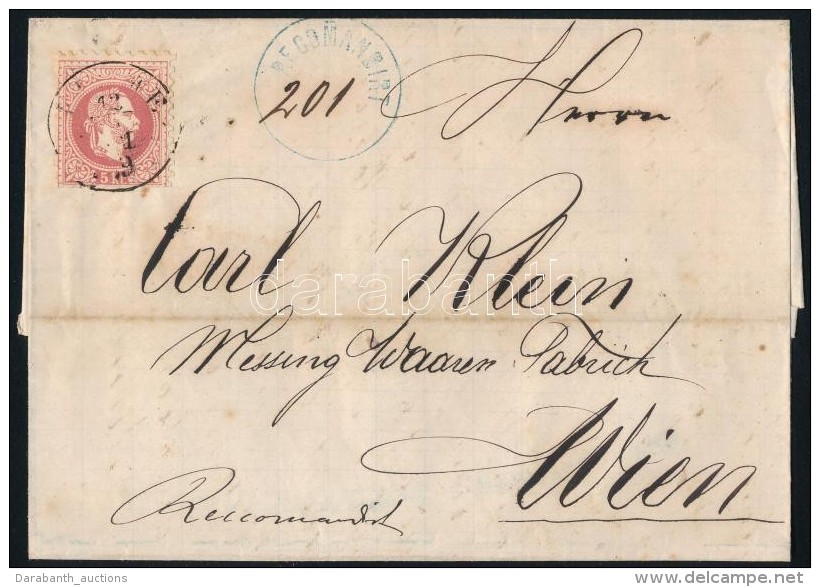 1869 5kr + 10kr Aj&aacute;nlott Lev&eacute;len / On Registered Cover '(FIU)ME' - 'WIEN' (a H&aacute;toldali 10kr... - Otros & Sin Clasificación