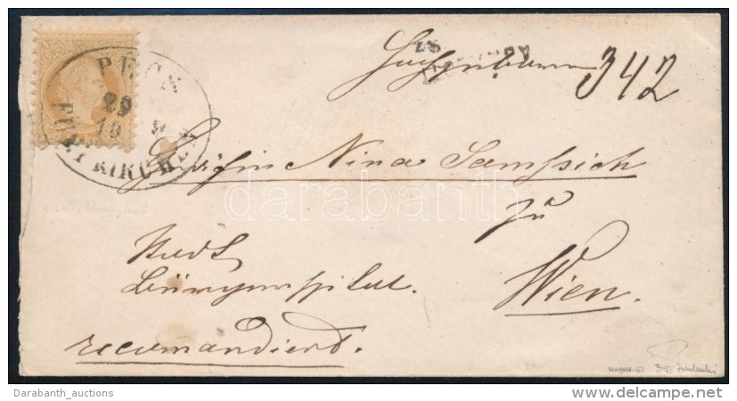 1869 15kr Aj&aacute;nlott Lev&eacute;len / On Registered Cover 'P&Eacute;CS F&Uuml;NFKIRCHEN' - 'WIEN' - Otros & Sin Clasificación