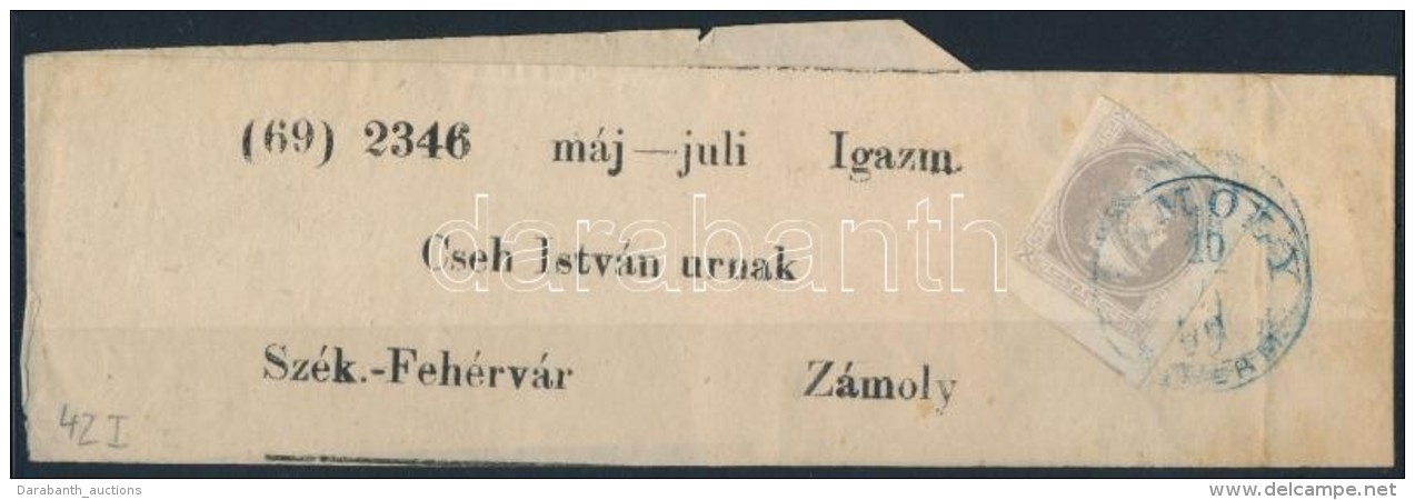 1869 H&iacute;rlapb&eacute;lyeg C&iacute;mszalagon / Newspaper Stamp On Wrapper K&eacute;k / Blue '(Z&Aacute;)MOLY' - Otros & Sin Clasificación