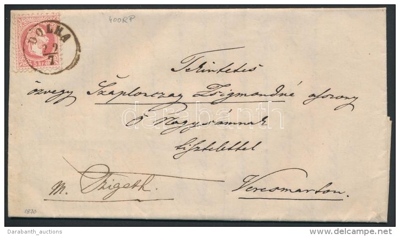 1867 5kr Lev&eacute;len / On Cover 'DOLHA' (400 Rp) - 'VERESM&Aacute;RT' (Ryan 'R') - Autres & Non Classés
