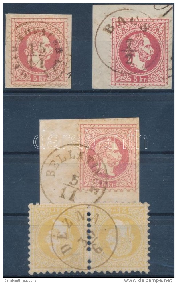 O 1867 5 Db B&eacute;lyeg Barna B&eacute;lyegz&eacute;sekkel / 5 Stamps With Brown Cancellations... - Otros & Sin Clasificación
