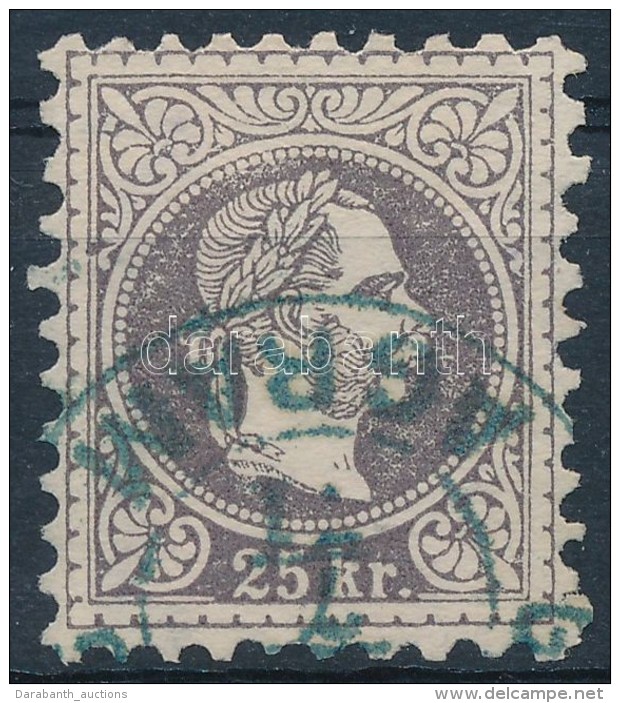 O 1867 Barn&aacute;sibolya 25kr, Ritka &aacute;rnyalat Ritka K&eacute;k B&eacute;lyegz&eacute;ssel / Brownviolet,... - Otros & Sin Clasificación