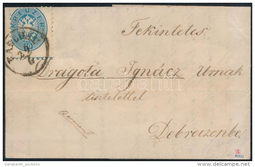 1864 10kr Szeg&eacute;lyl&eacute;clenyomattal Lev&eacute;len / On Cover 'KASCHAU' - 'DEBRECZIN' - Otros & Sin Clasificación