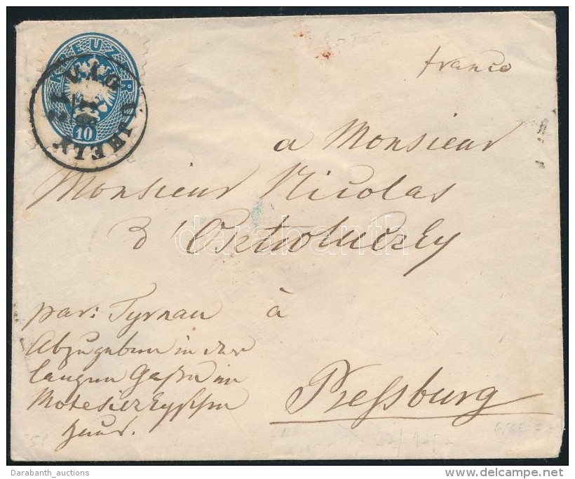 ~1864 10kr Lev&eacute;len / On Cover 'V&Aacute;G UJHELY' - 'PRESSBURG' - Otros & Sin Clasificación