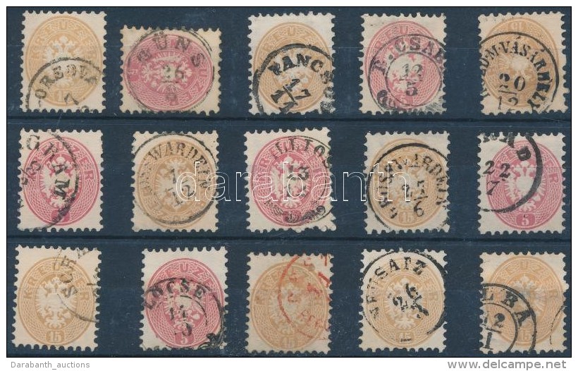 O 1864 15 Db V&iacute;zjeles B&eacute;lyeg / 15 Stamps With Watermark - Other & Unclassified